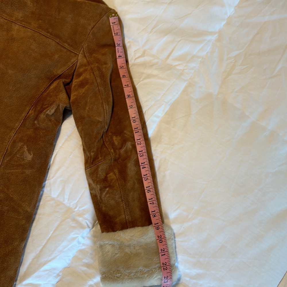 Like new Suede coat with soft faux fur accents - Picture 10 of 14